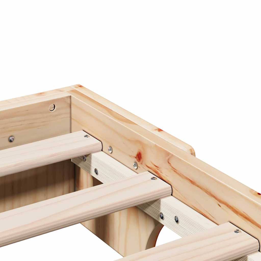 Bed Frame Natural 200 x 200 cm Solid Pine Wood