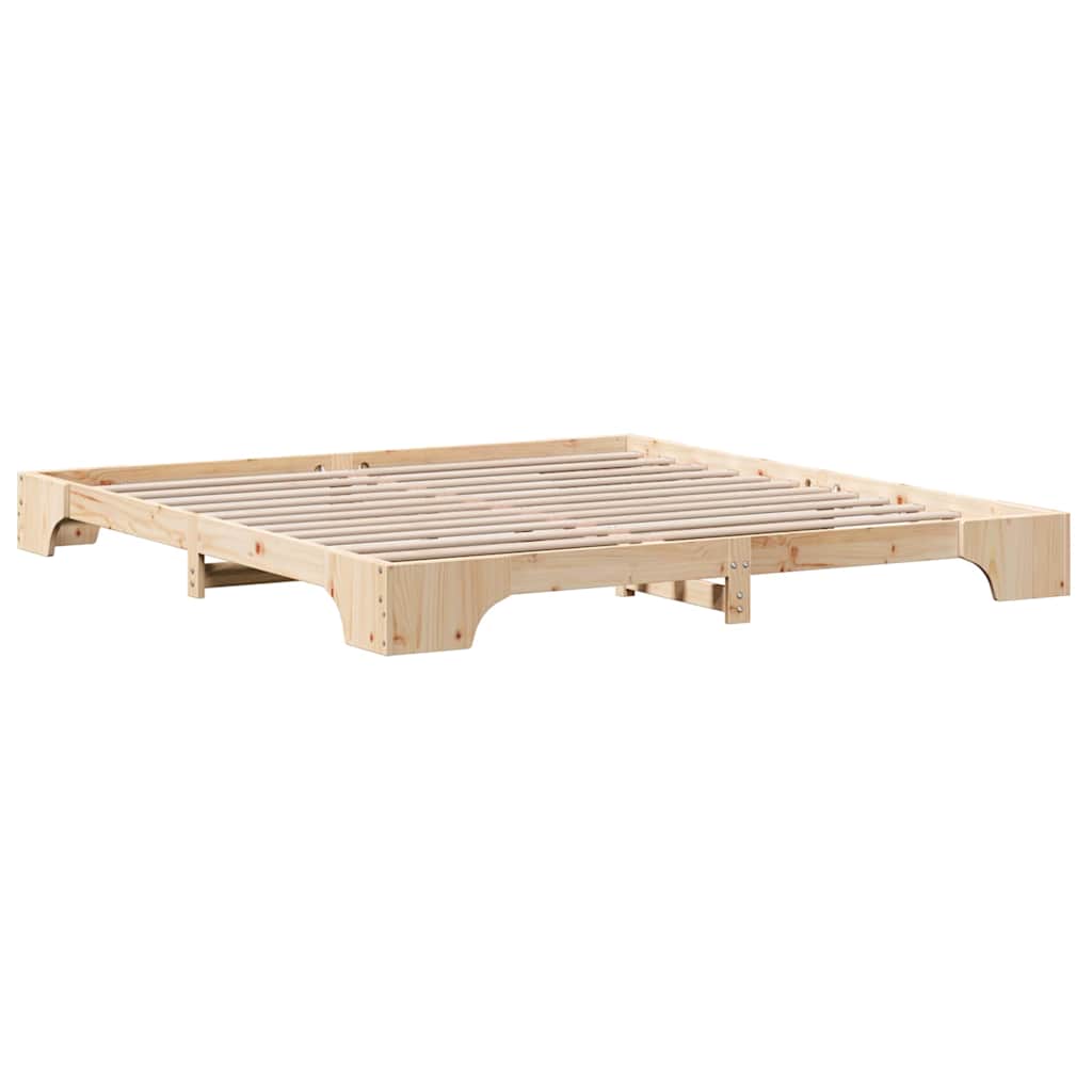 Bed Frame Natural 200 x 200 cm Solid Pine Wood