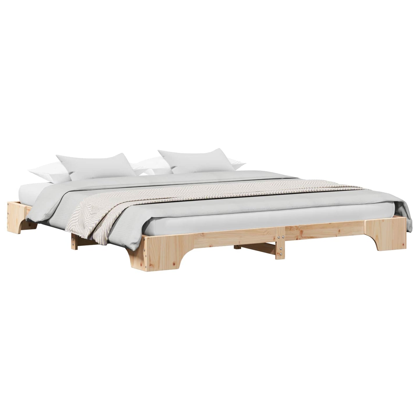 Bed Frame Natural 180 x 200 cm Solid Pine Wood