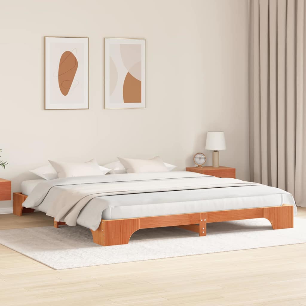 Bed Frame Wax Brown 180 x 200 cm Solid Pine Wood