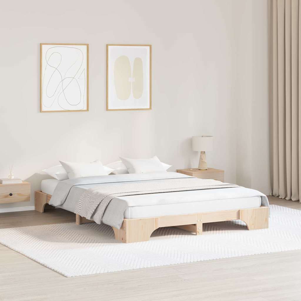 Bed Frame Natural 160 x 200 cm Solid Pine Wood