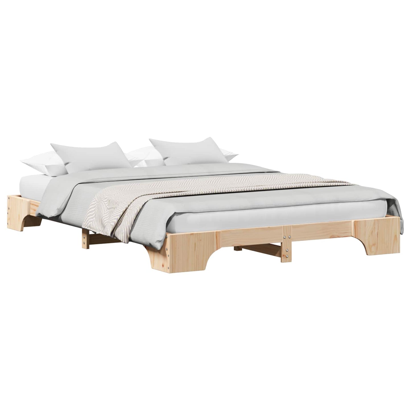 Bed Frame Natural 160 x 200 cm Solid Pine Wood
