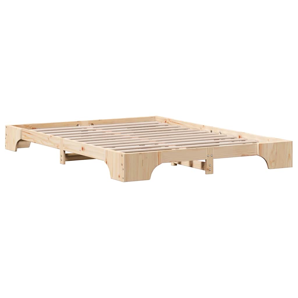 Bed Frame Natural 160 x 200 cm Solid Pine Wood