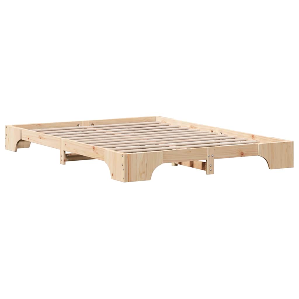 Bed Frame Natural 160 x 200 cm Solid Pine Wood
