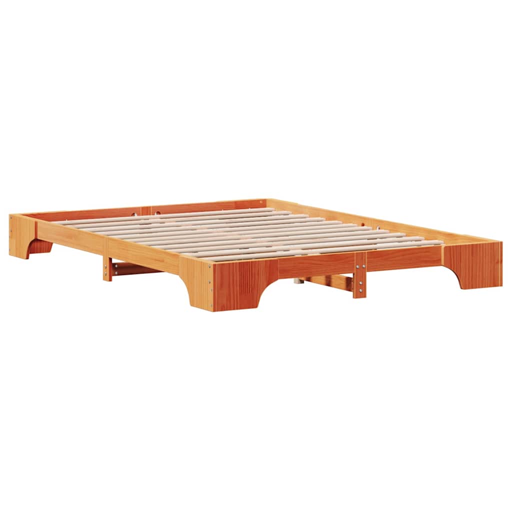 Bed Frame Wax Brown 160 x 200 cm Solid Pine Wood