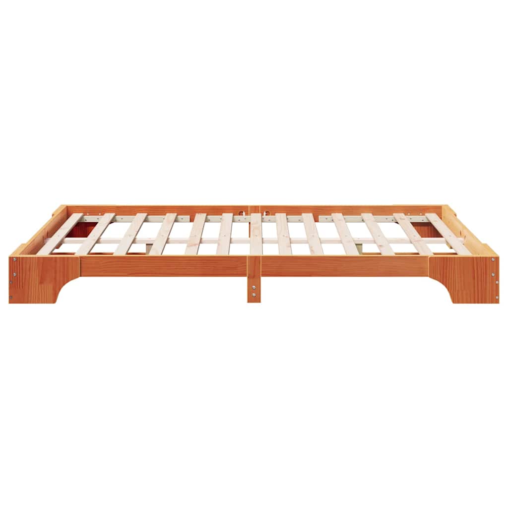 Bed Frame Wax Brown 160 x 200 cm Solid Pine Wood