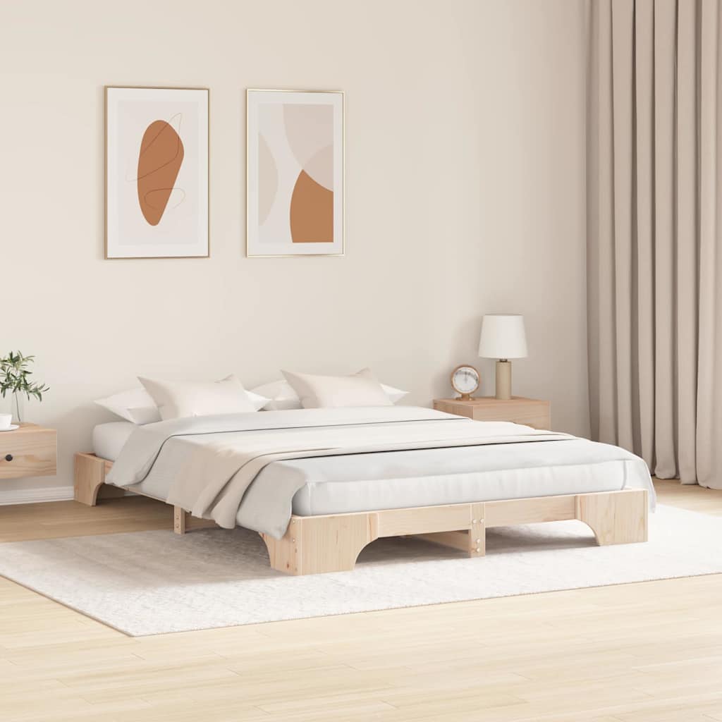 Bed Frame Natural 150 x 200 cm Solid Pine Wood