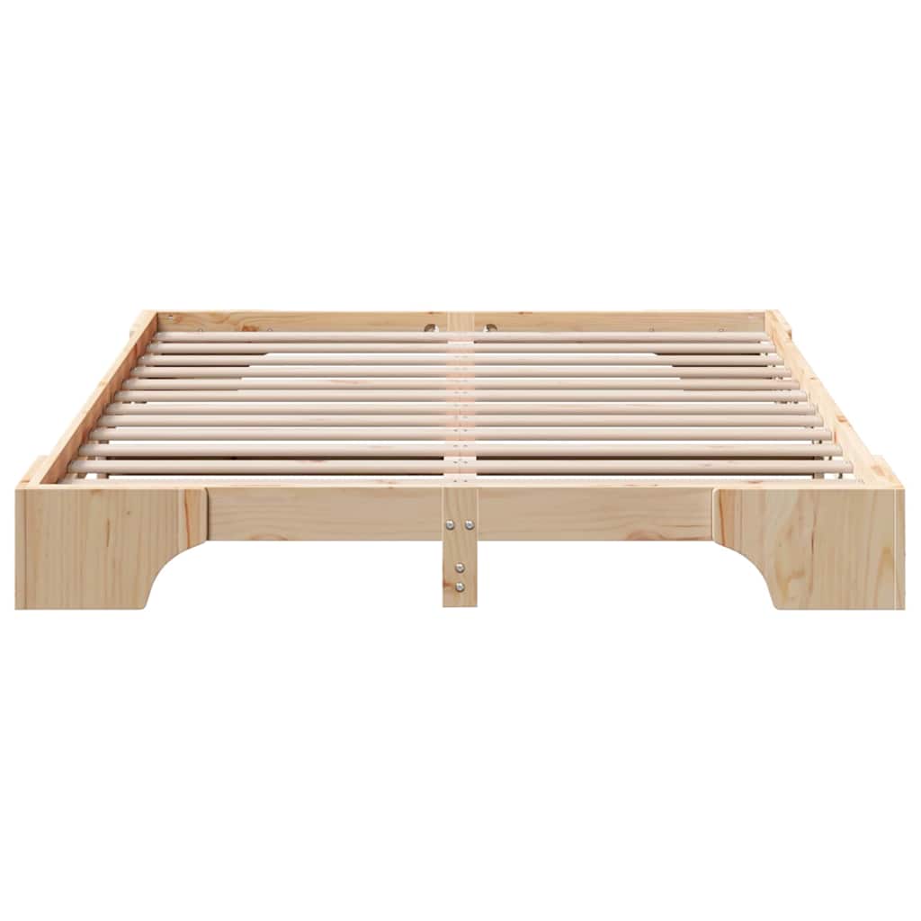 Bed Frame Natural 150 x 200 cm Solid Pine Wood