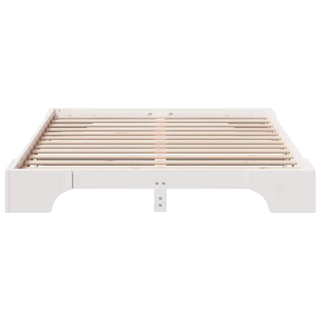 Bed Frame White 150 x 200 cm Solid Pine Wood