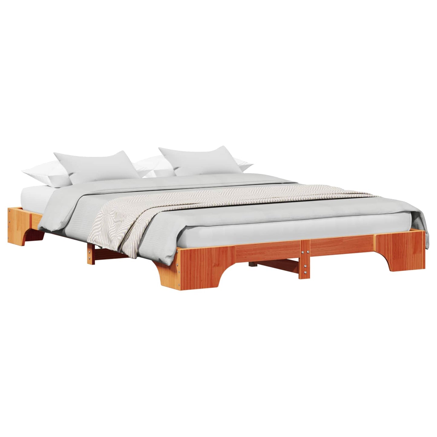 Bed Frame Wax Brown 150 x 200 cm Solid Pine Wood