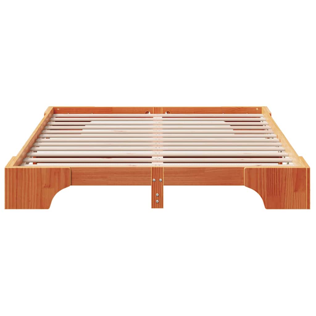 Bed Frame Wax Brown 150 x 200 cm Solid Pine Wood