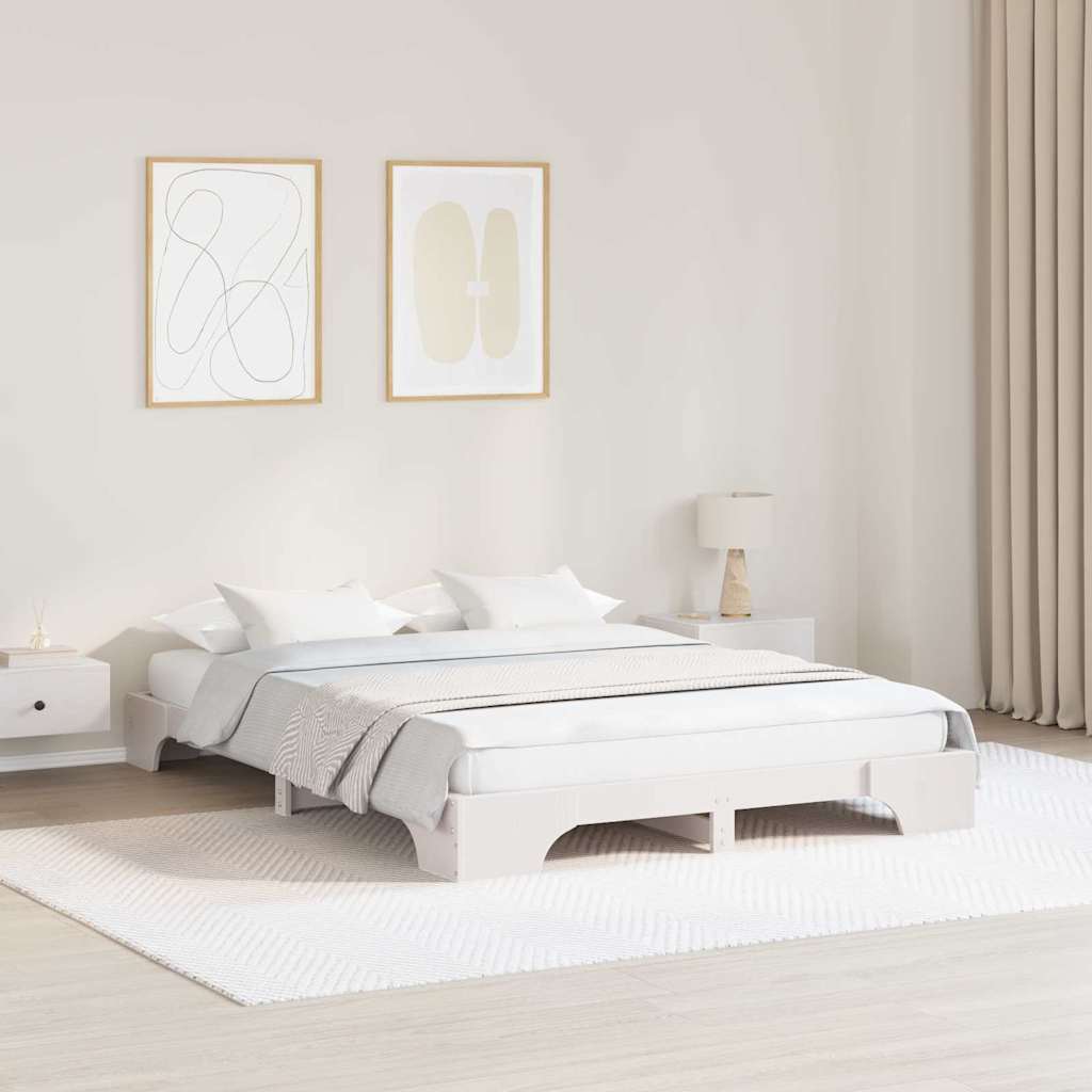 Bed Frame White 140 x 200 cm Solid Pine Wood