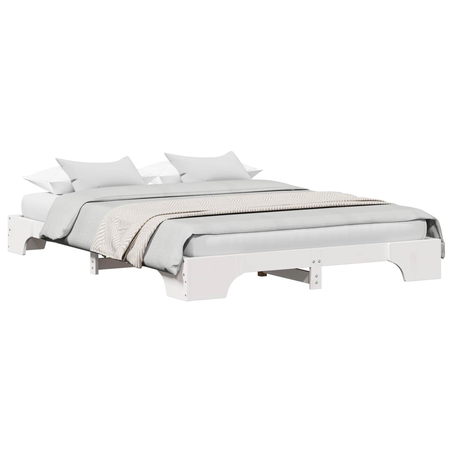 Bed Frame White 140 x 200 cm Solid Pine Wood