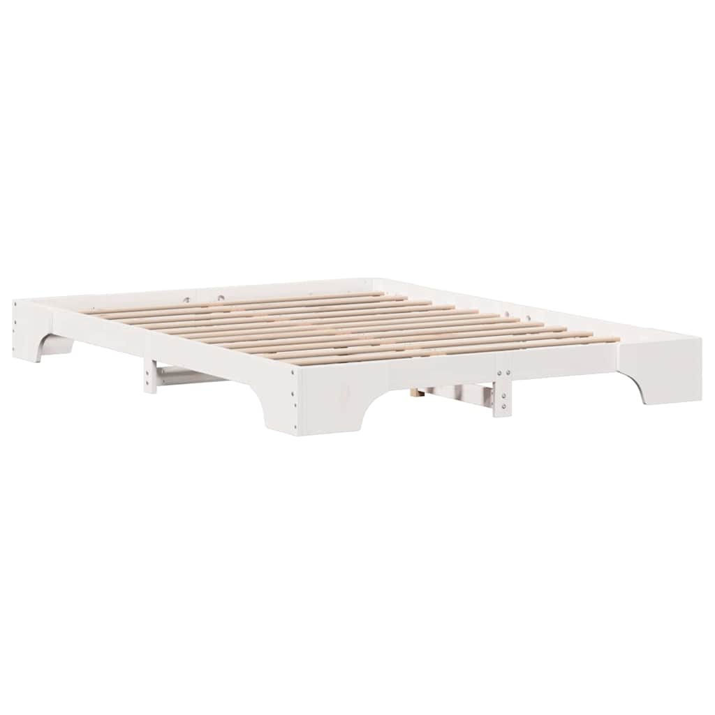 Bed Frame White 140 x 200 cm Solid Pine Wood