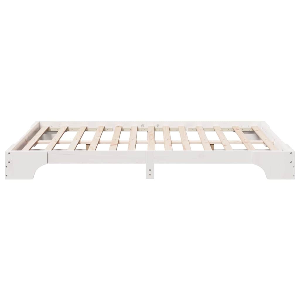 Bed Frame White 140 x 200 cm Solid Pine Wood