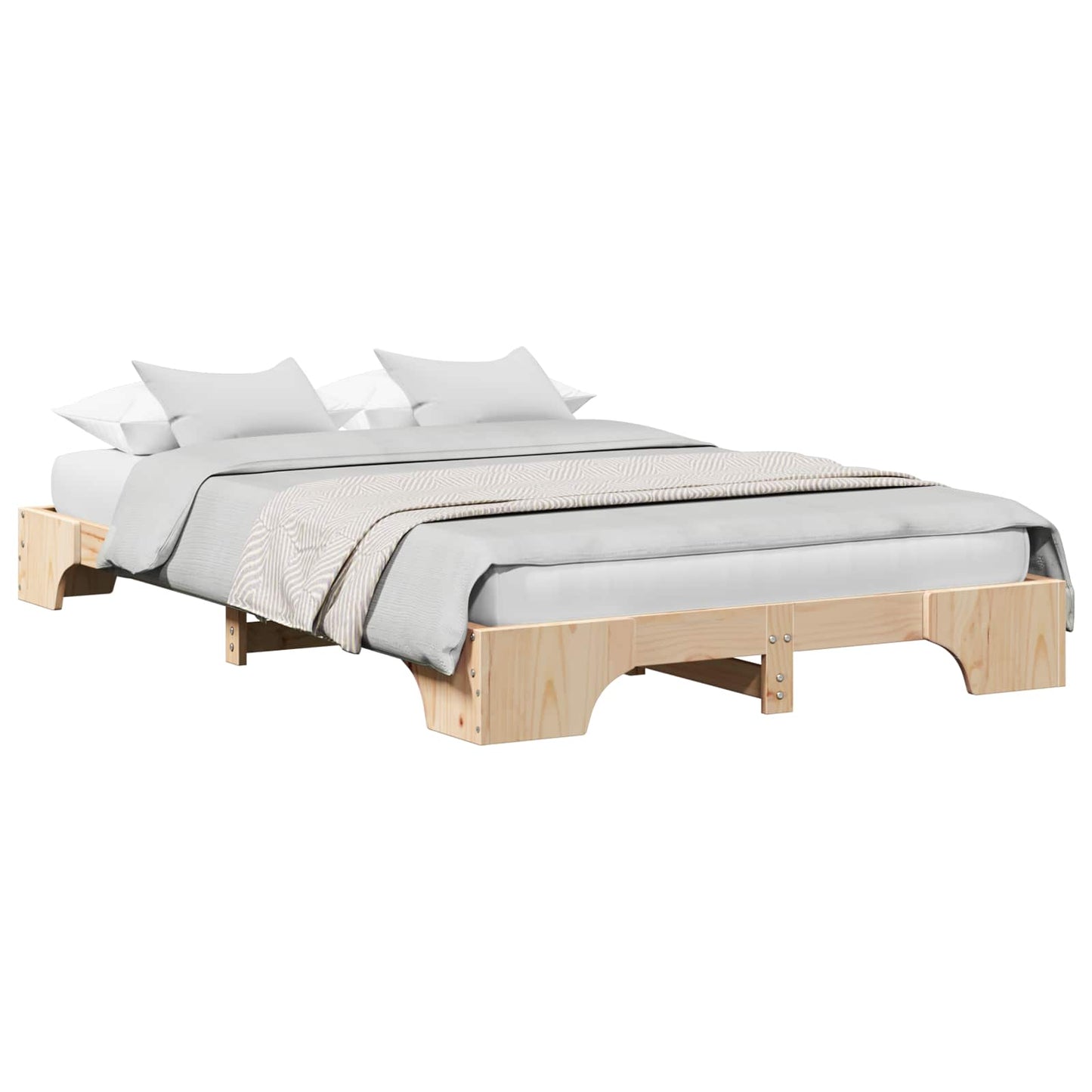 Bed Frame Natural 120 x 200 cm Solid Pine Wood
