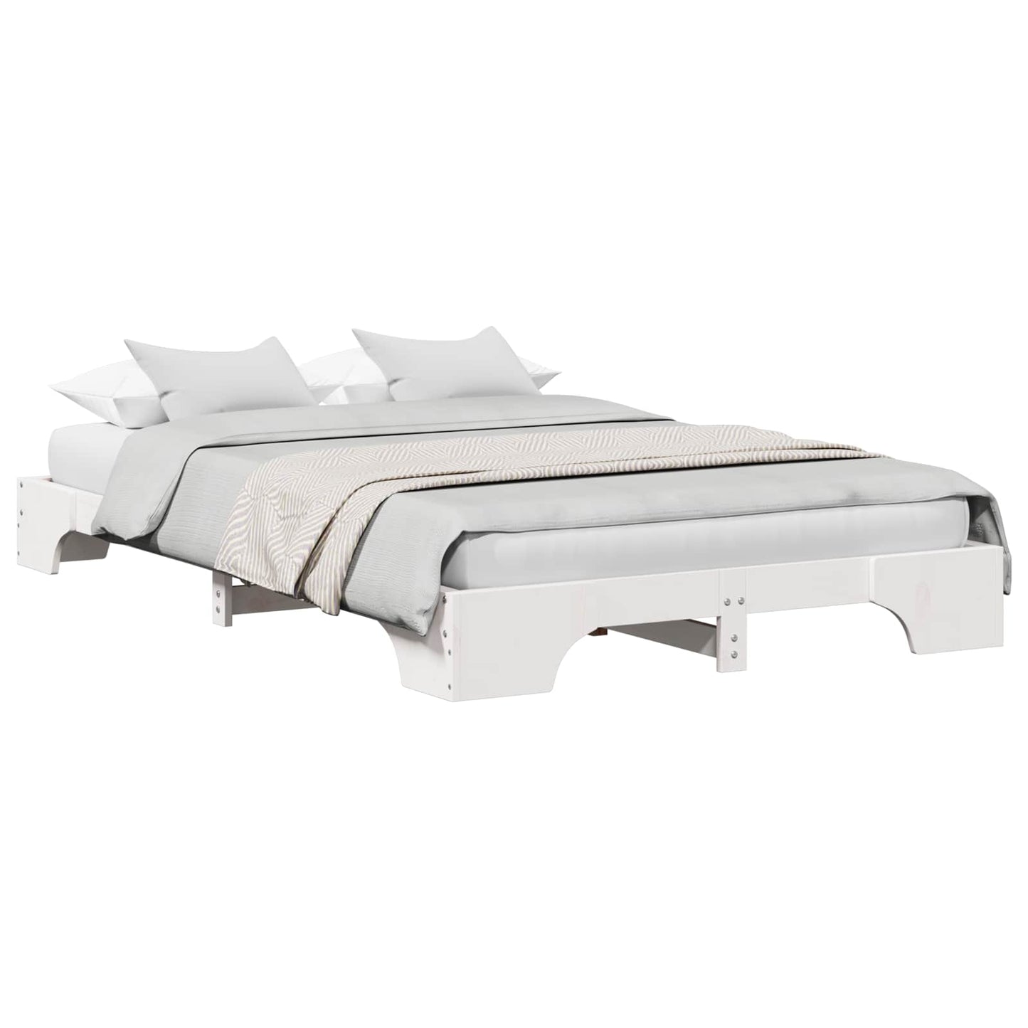 Bed Frame White 120 x 200 cm Solid Pine Wood