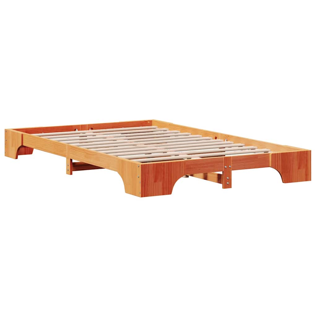 Bed Frame Wax Brown 120 x 200 cm Solid Pine Wood