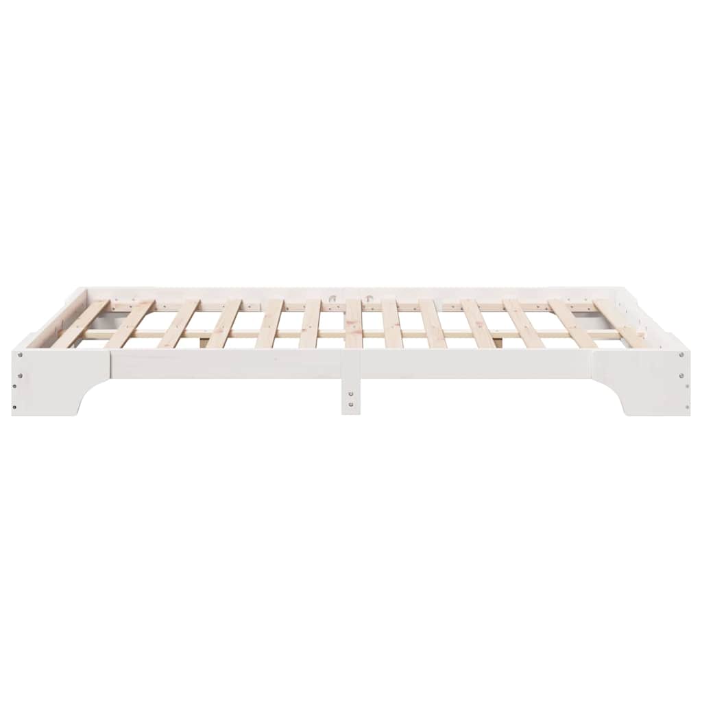 Bed Frame White 135 x 190 cm Solid Pine Wood