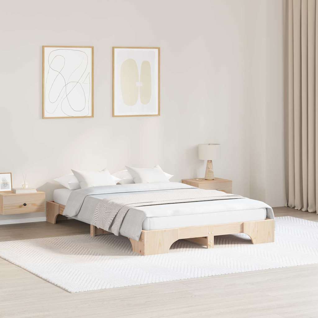 Bed Frame Natural 120 x 190 cm Solid Pine Wood