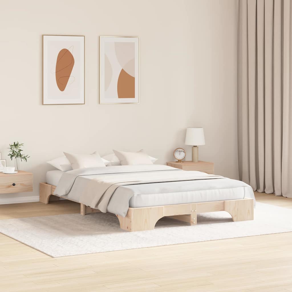 Bed Frame Natural 120 x 190 cm Solid Pine Wood