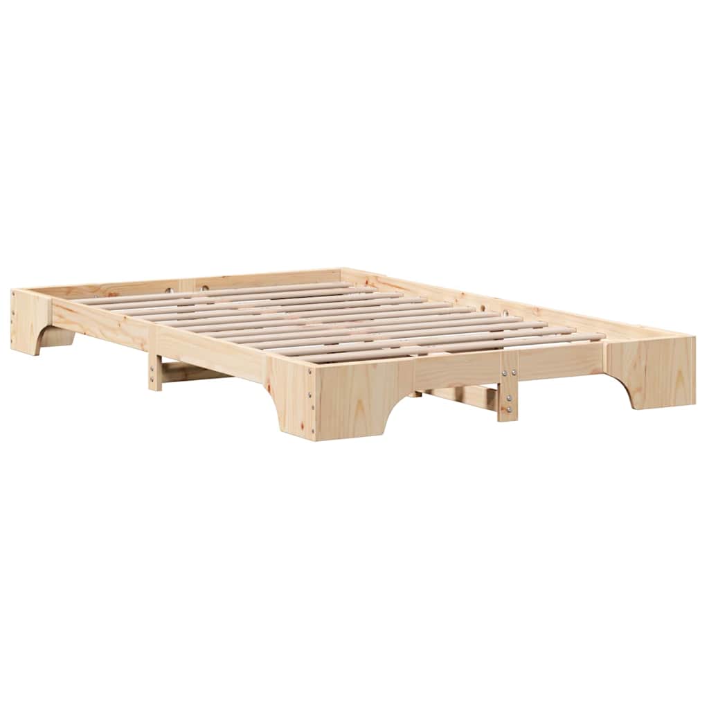 Bed Frame Natural 120 x 190 cm Solid Pine Wood