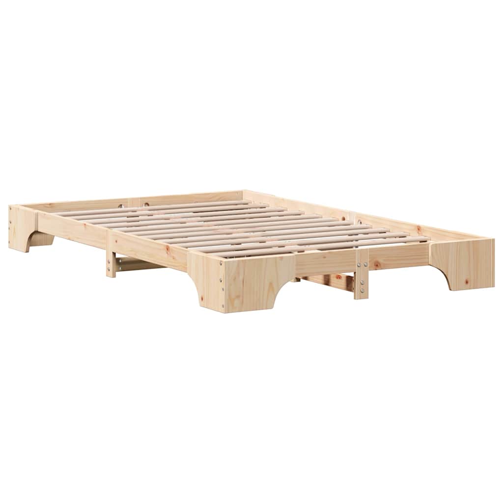 Bed Frame Natural 120 x 190 cm Solid Pine Wood