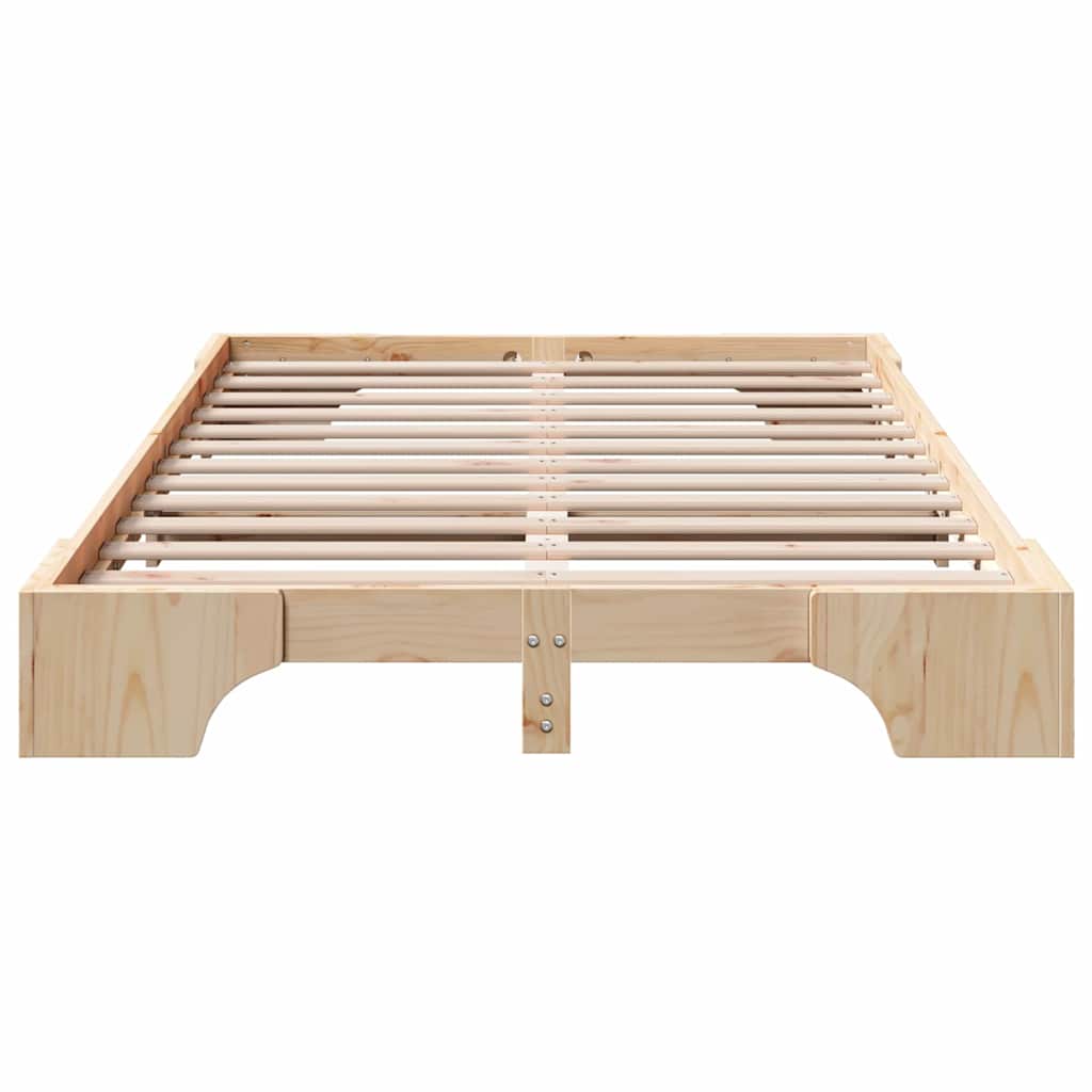 Bed Frame Natural 120 x 190 cm Solid Pine Wood