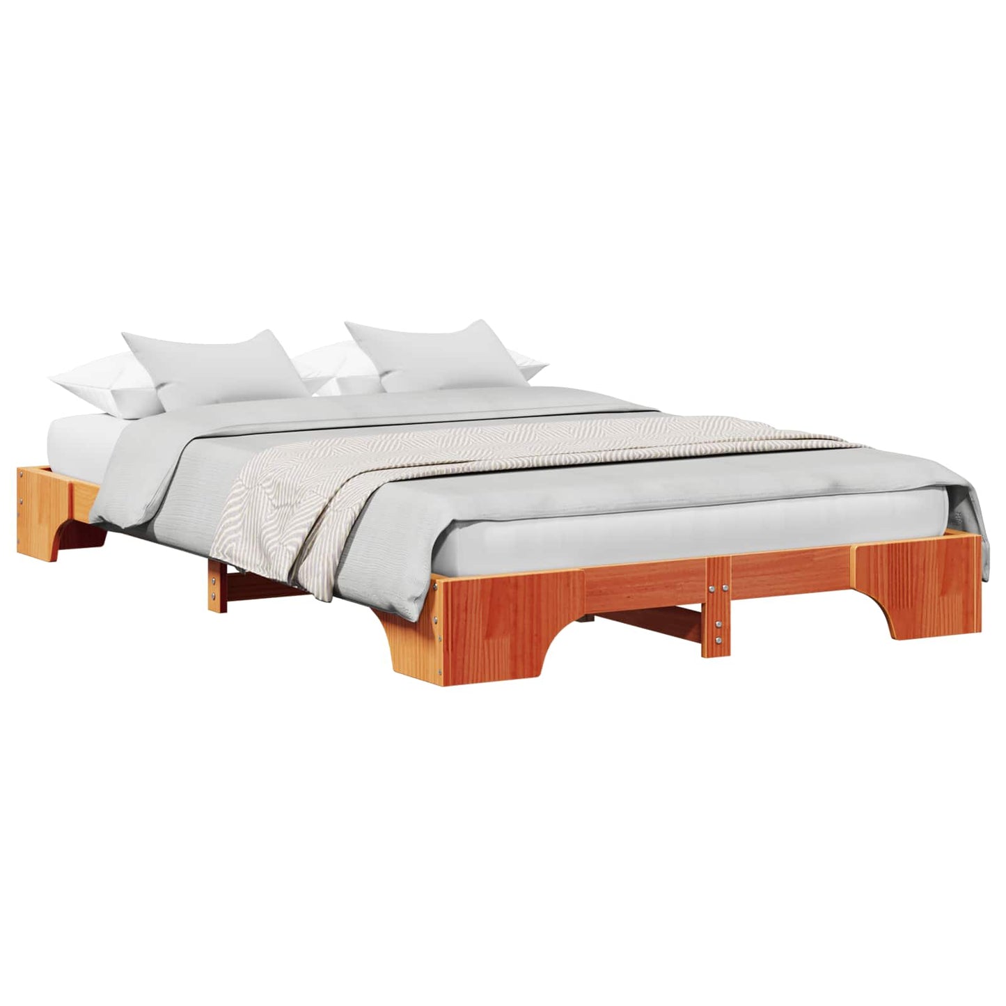 Bed Frame Wax Brown 120 x 190 cm Solid Pine Wood