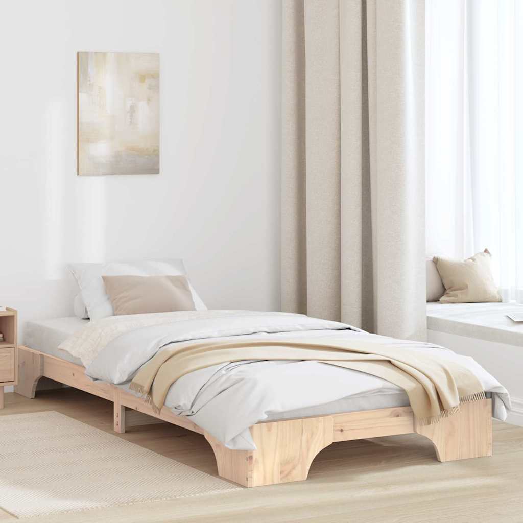 Bed Frame Natural 100 x 200 cm Solid Pine Wood