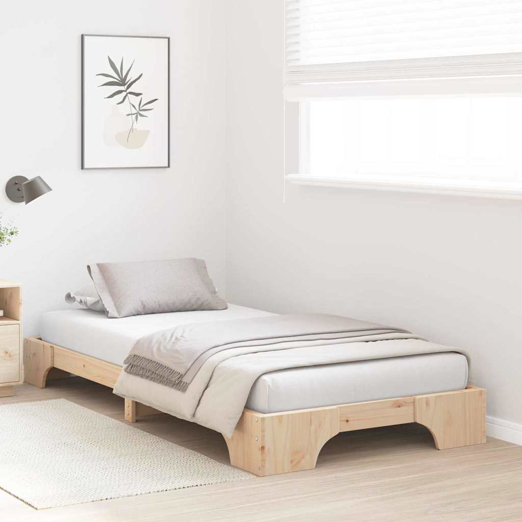 Bed Frame Natural 100 x 200 cm Solid Pine Wood