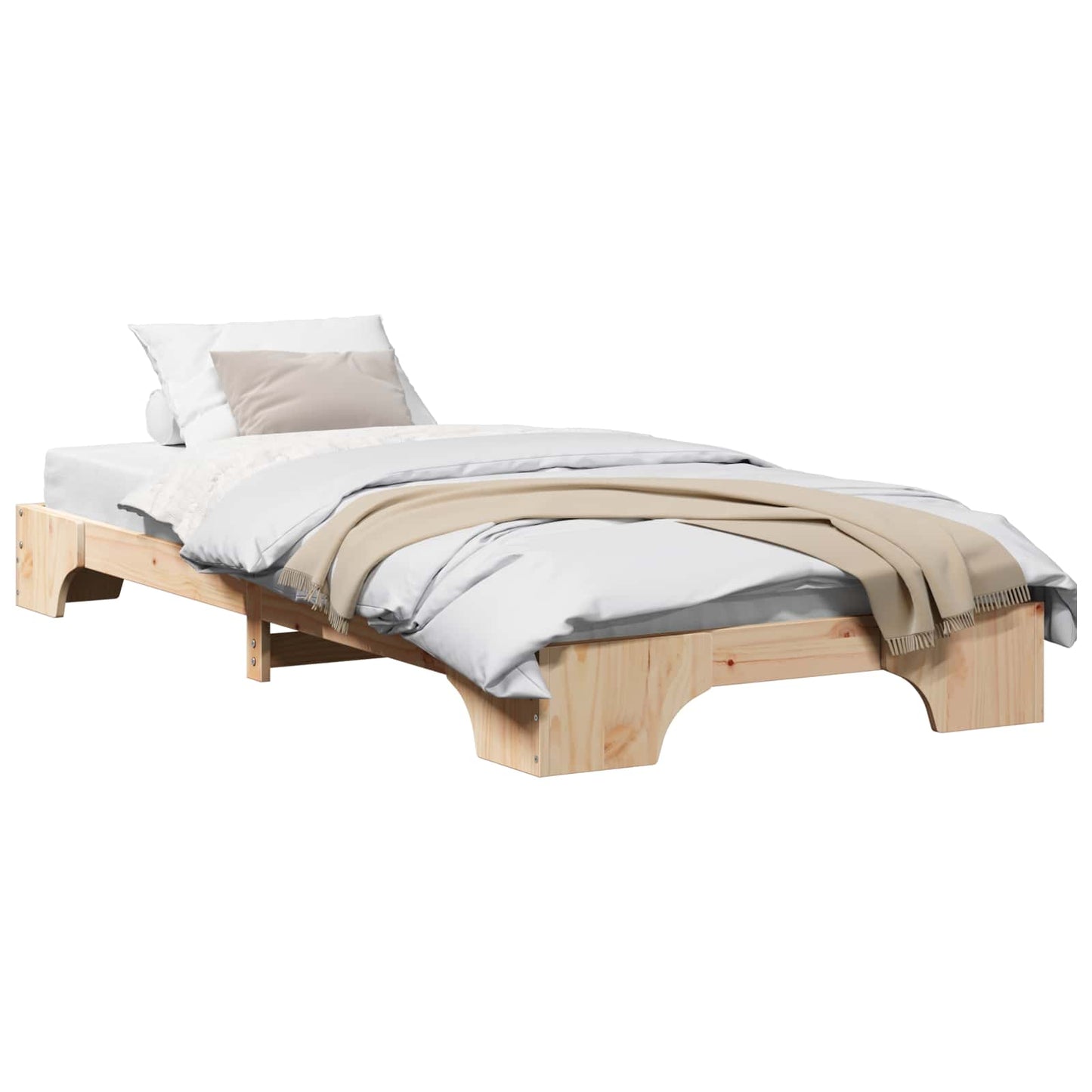 Bed Frame Natural 100 x 200 cm Solid Pine Wood