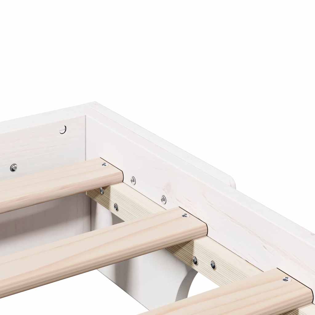 Bed Frame White 90 x 200 cm Solid Pine Wood