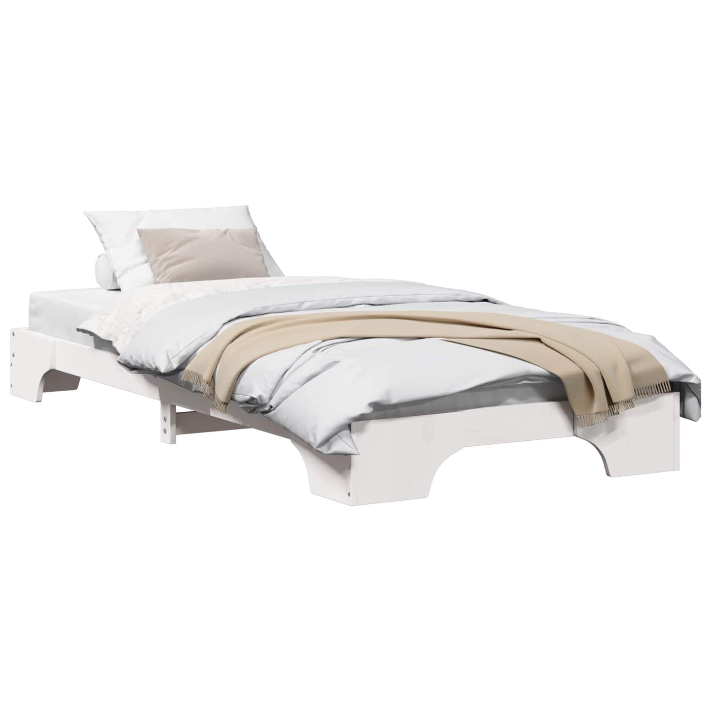 Bed Frame White 90 x 200 cm Solid Pine Wood
