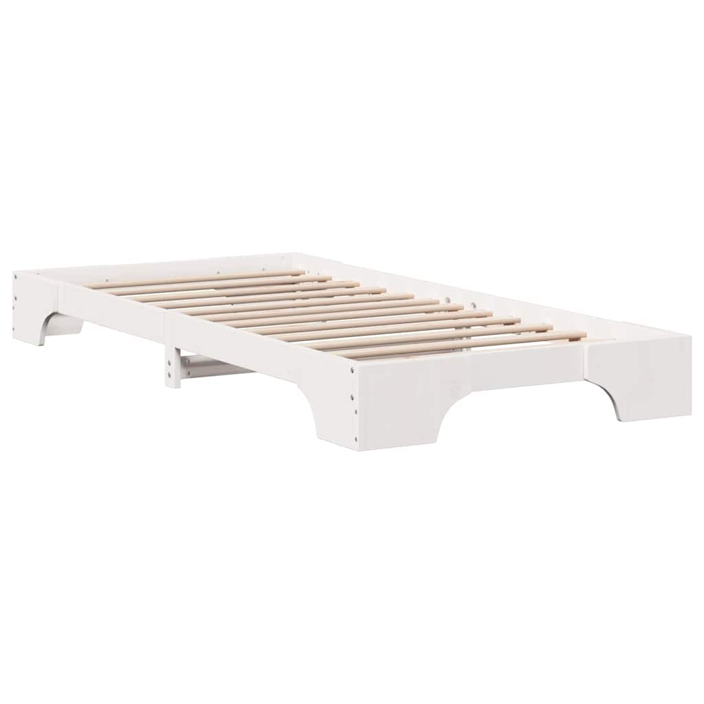 Bed Frame White 90 x 200 cm Solid Pine Wood