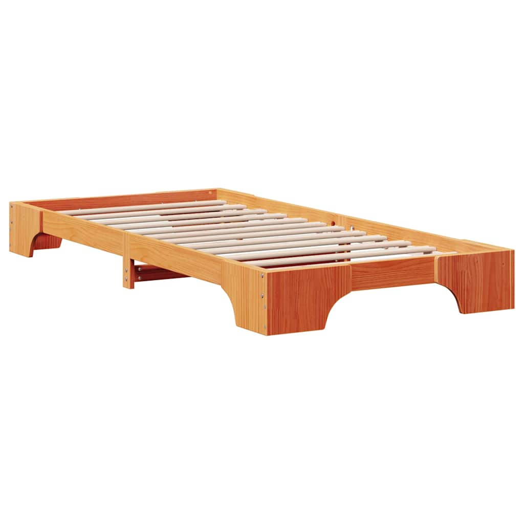 Bed Frame Wax Brown 90 x 200 cm Solid Pine Wood