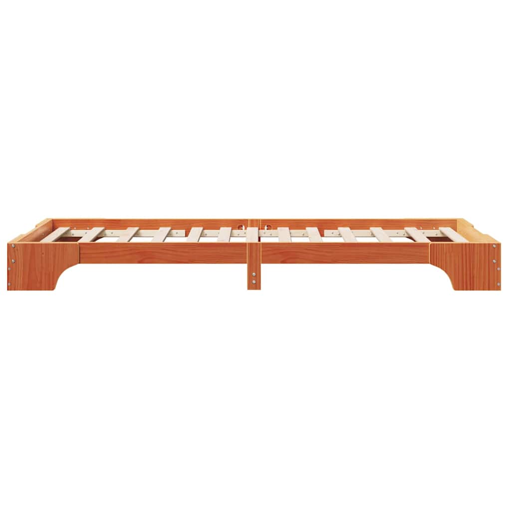 Bed Frame Wax Brown 90 x 200 cm Solid Pine Wood