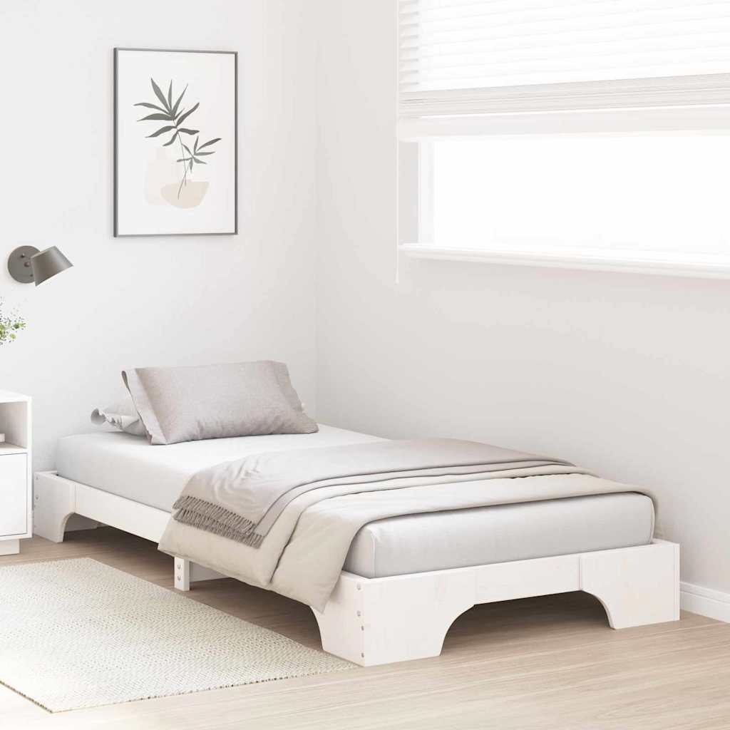 Bed Frame White 80 x 200 cm Solid Pine Wood