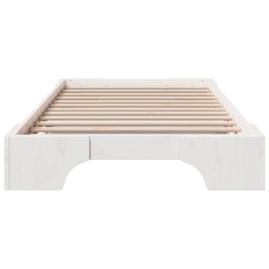 Bed Frame White 80 x 200 cm Solid Pine Wood
