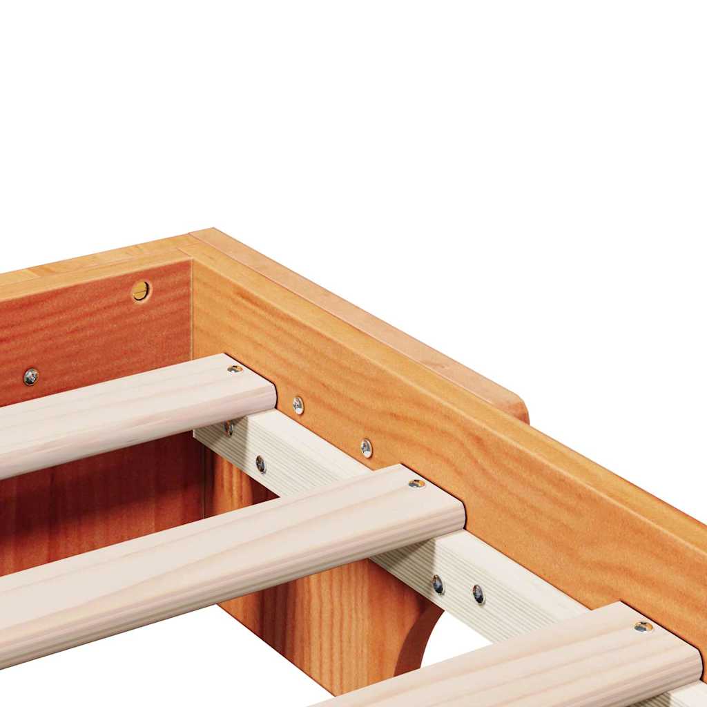 Bed Frame Wax Brown 75 x 190 cm Solid Pine Wood