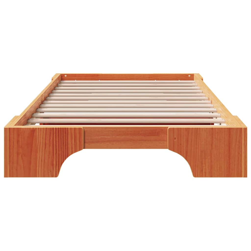 Bed Frame Wax Brown 75 x 190 cm Solid Pine Wood