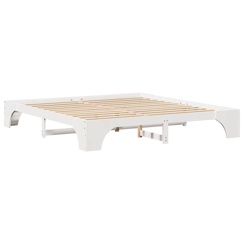 Bed Frame White 200 x 200 cm Solid Pine Wood
