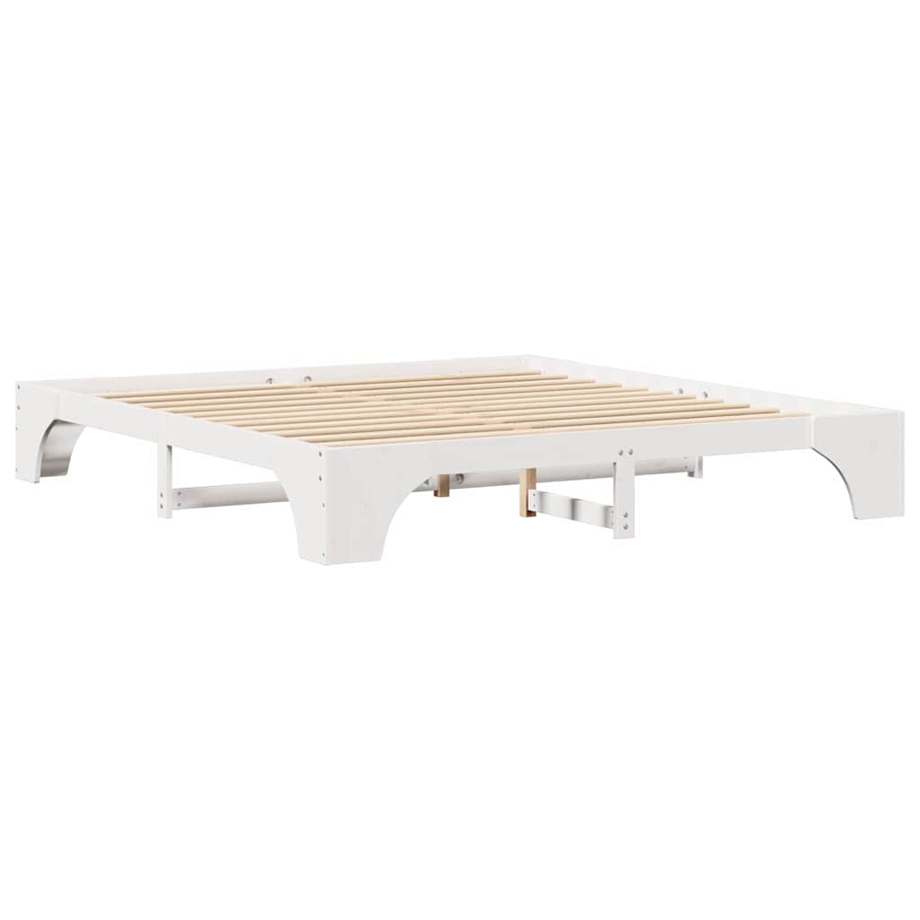 Bed Frame White 200 x 200 cm Solid Pine Wood