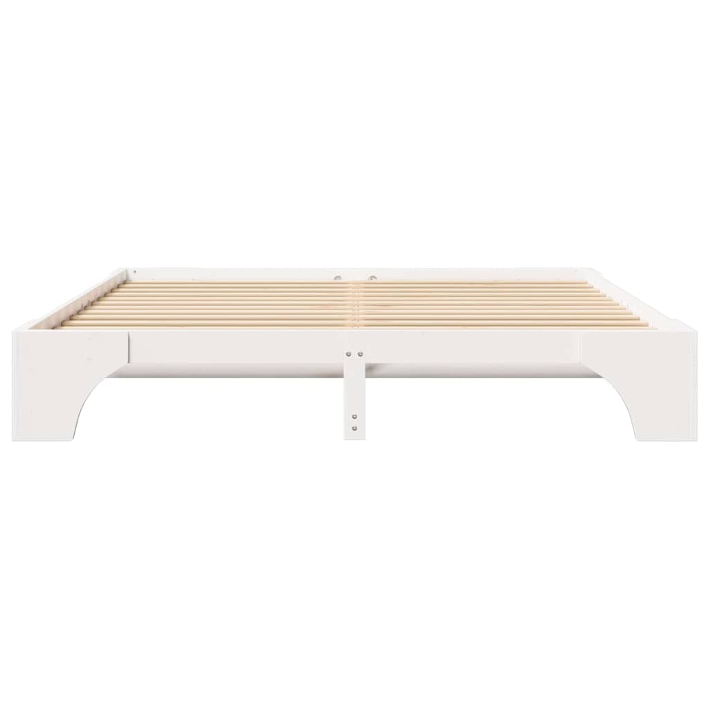 Bed Frame White 200 x 200 cm Solid Pine Wood