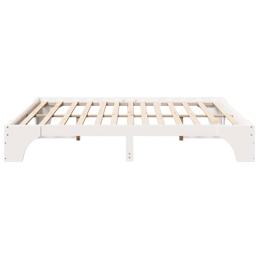 Bed Frame White 200 x 200 cm Solid Pine Wood
