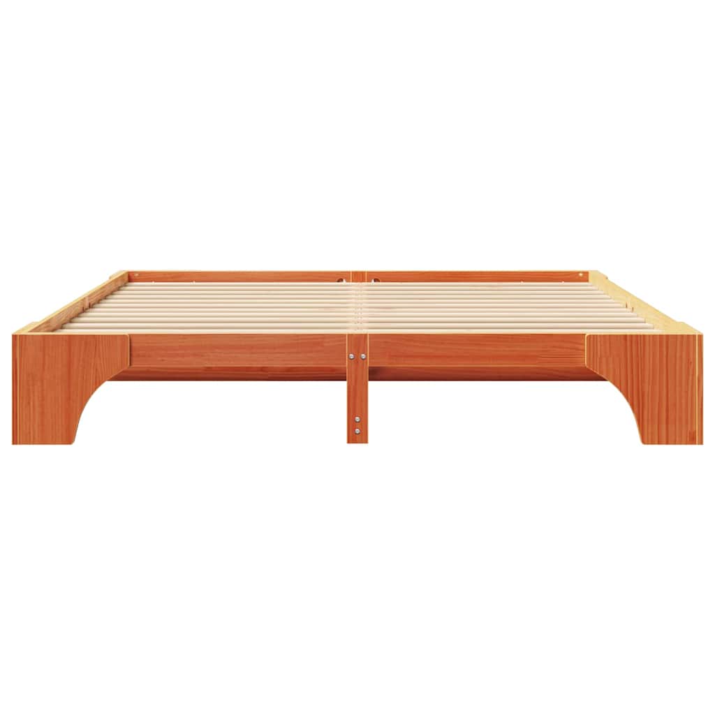Bed Frame Wax Brown 200 x 200 cm Solid Pine Wood