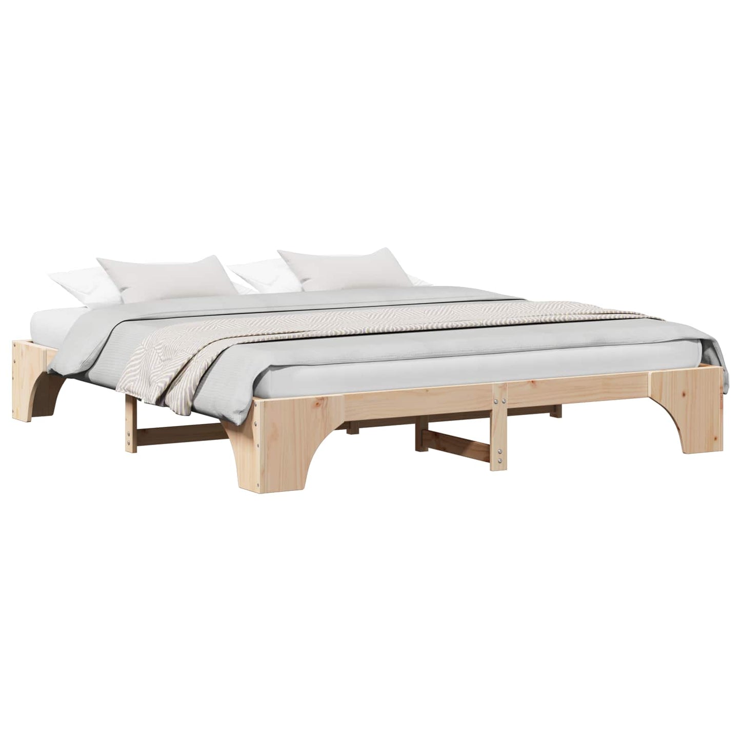 Bed Frame Natural 180 x 200 cm Solid Pine Wood