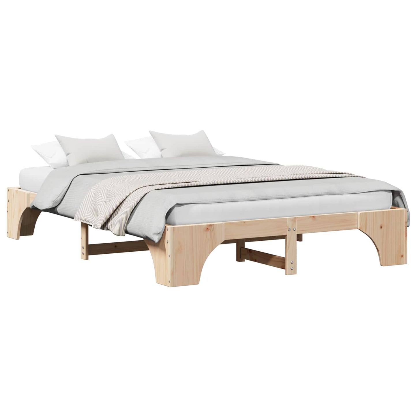Bed Frame Natural 160 x 200 cm Solid Pine Wood