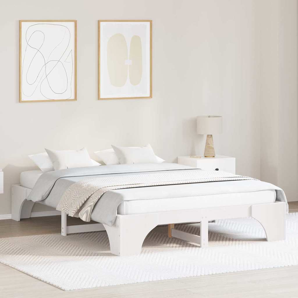 Bed Frame White 160 x 200 cm Solid Pine Wood