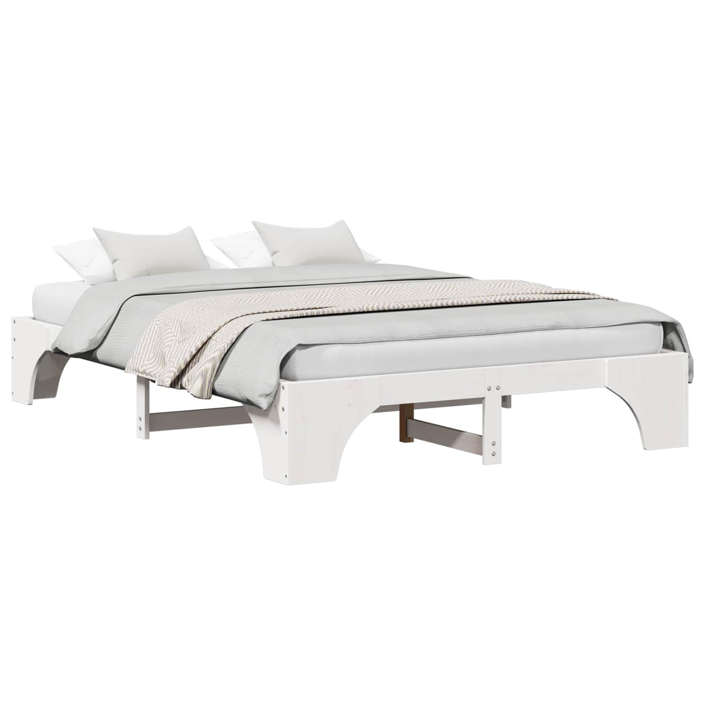 Bed Frame White 160 x 200 cm Solid Pine Wood